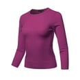 thumbnail image 2 of A2Y Women's Basic Casual Colorful 3/4 Sleeve Knit Pullover Sweator Top Purple M, 2 of 6
