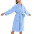 thumbnail image 5 of WCJM Womans Robe Womens Belted Long Robe Notched Collar with Pockets Cozy Loungewear Housecoat, 5 of 9