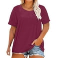 thumbnail image 2 of Tittly Womens T Shirts Women Graphic Tees Plus Size Shirts for Women Plus Size Round Neck Short Sleeve T Shirt For Women; Summer Loose T Shirt Casual Top. Red, 2 of 5