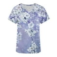 thumbnail image 5 of BEFOKA Floral Print Scrub Tops Women Short Sleeve V Neck Medicals Nurse Shirt Soft Casual Uniform with Pockets 2025 Nursing Workwear Scrub Tops for Women Holiday Scrub Shirts Comfortable Work Uniform, 5 of 5