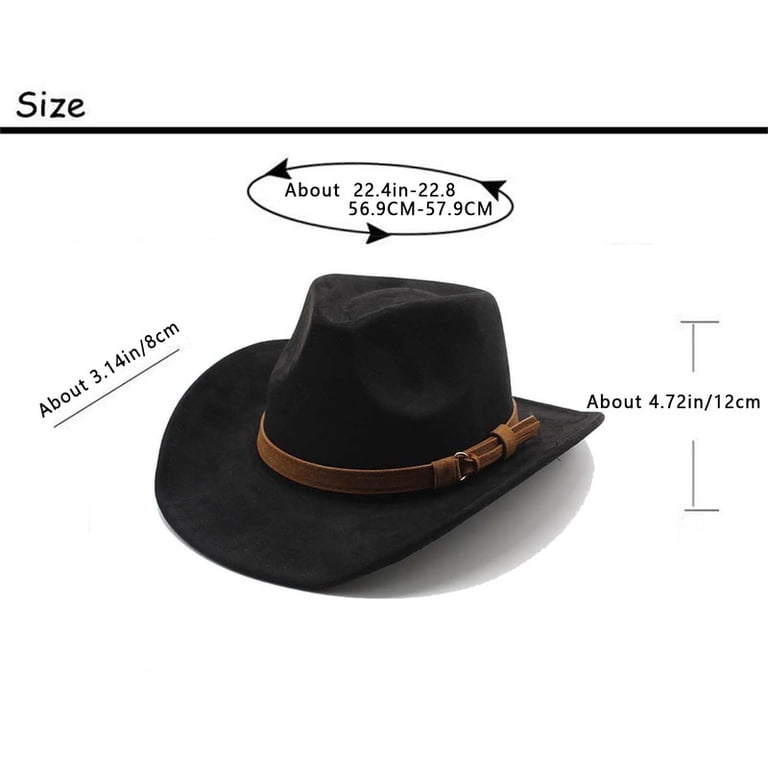 Unisex Western Suede Cowboy Cowgirl Hat Classic Wide Brim 
