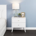thumbnail image 2 of Wright Home Mid-Century Modern Wood 2 Drawer Nightstand in White, 2 of 9