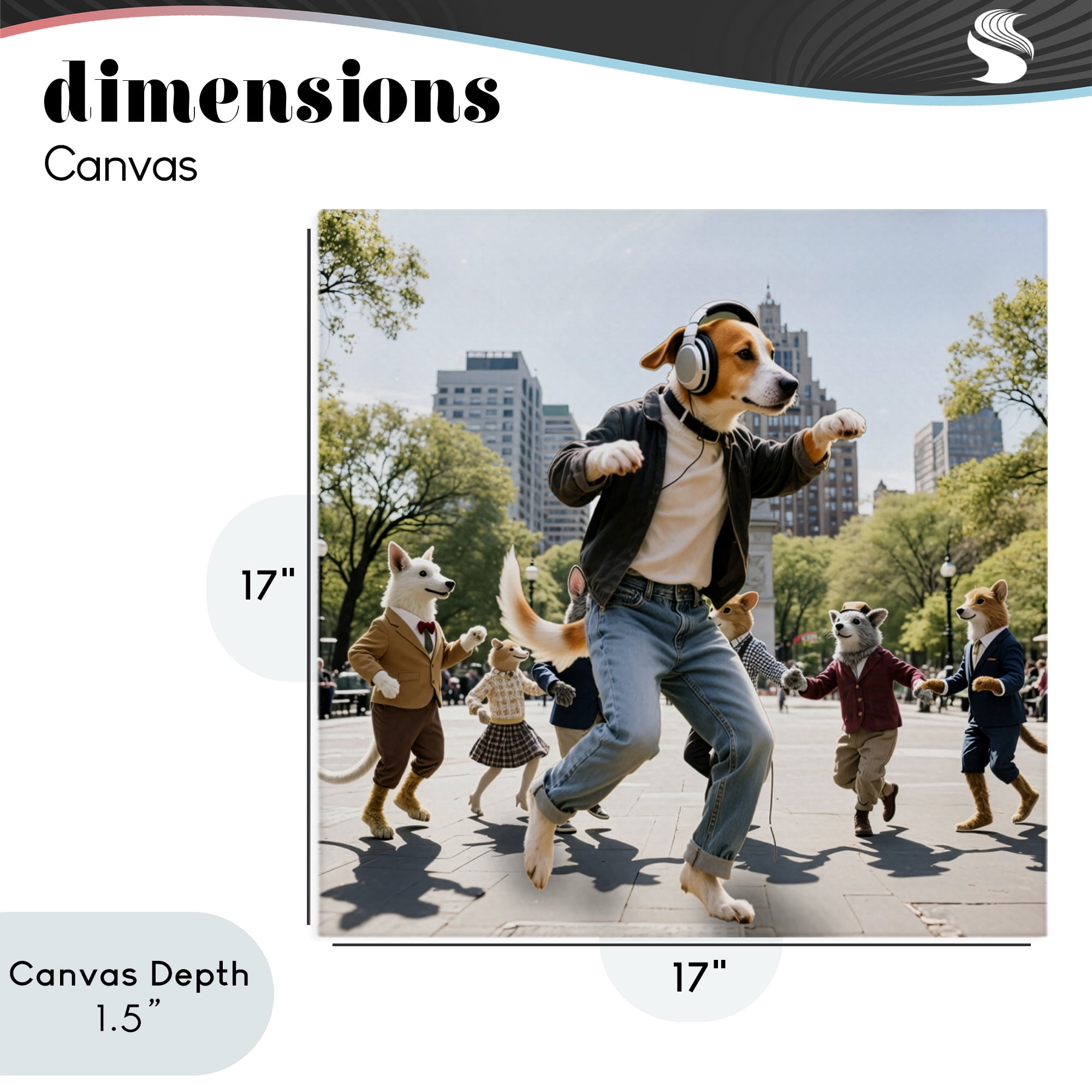 Stupell Industries Stylish Dog Dancing in Park Canvas Wall Art, design by CAD Designs