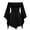 Black, variant on Womens Gothic High Low Dress Off Shoulder Bell Sleeve Patchwork Skirt Party Halloween Costume Orange M