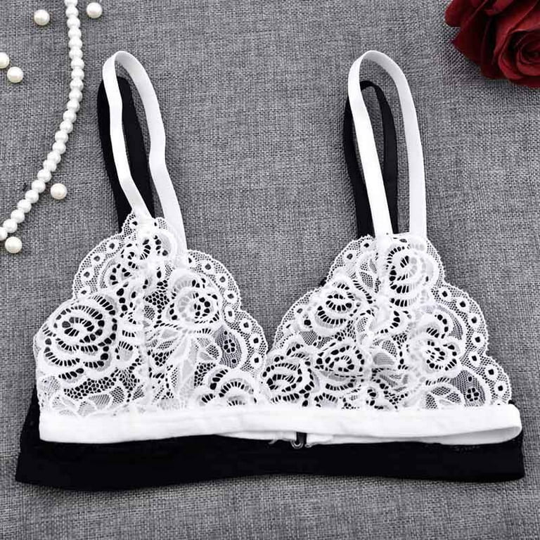 Top Women Floral Unlined Lace Bra Embroidery Ultra-Thin