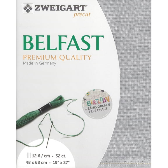 Precut Zweigart Belfast Vintage 32 count Vintage Gray 3609/7729