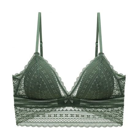 

Sexy Backless Strapless Bra Push Up Plus Size Bras for Women Thin Lace Bralette Mesh Lingerie Brassiere Low Back Underwear Green M