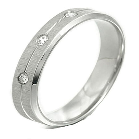 Gemini Groom or Bride CZ Diamonds Promise Wedding Titanium Ring width 4mm US Size 6.25 Valentine's Day Gift