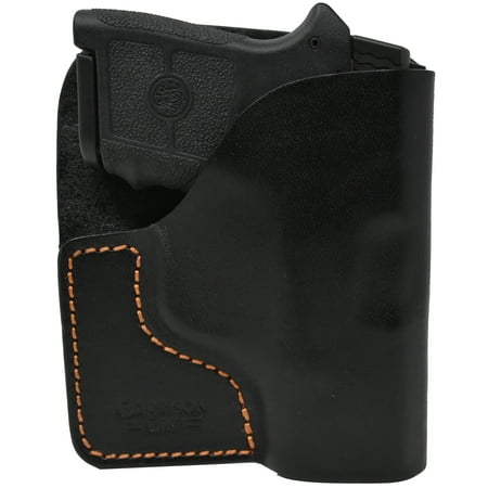 Premium Stitch Black Italian Leather Pocket Holster for S & W Bodyguard
