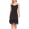 thumbnail image 1 of Vestido de Cóctel Vince Camuto con dobladillo de plumas para mujer negro 6, 1 of 2