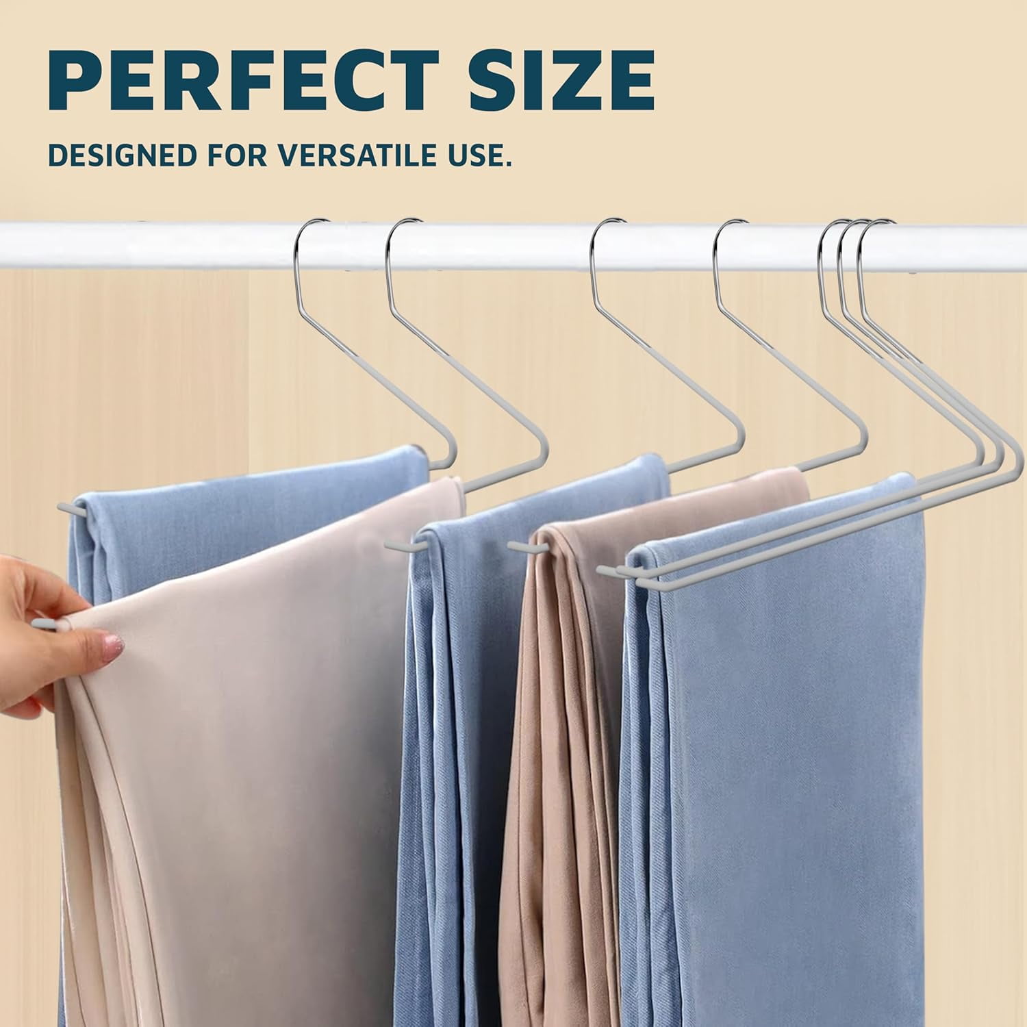 Metal Pants Hanger Set - 30 Pieces Elegant Non-Slip Closet Space Saving Hanger Set for Pants, Trouser, Blankets, and Jeans with Open Ended Sleek Design - White