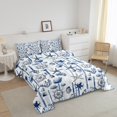 thumbnail image 3 of Erosebridal Starfish Seashell Bedding Comforter Set, Nautical Rudder Down Comforter, Blue Stripe Room Decor, Reversible 2 Pieces, 3 of 8
