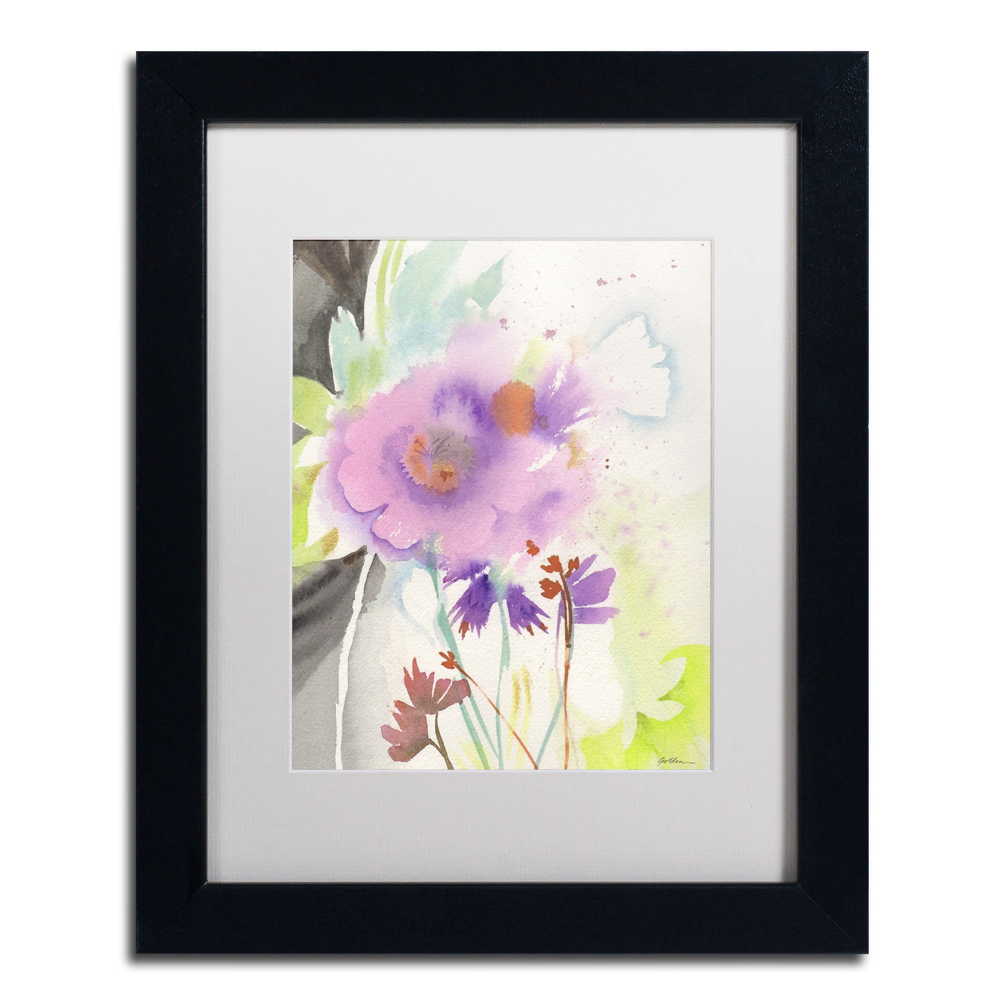 Trademark Fine Art "Mauve Garden Shadows" Canvas Art by Sheila Golden, White Matte, Black Frame