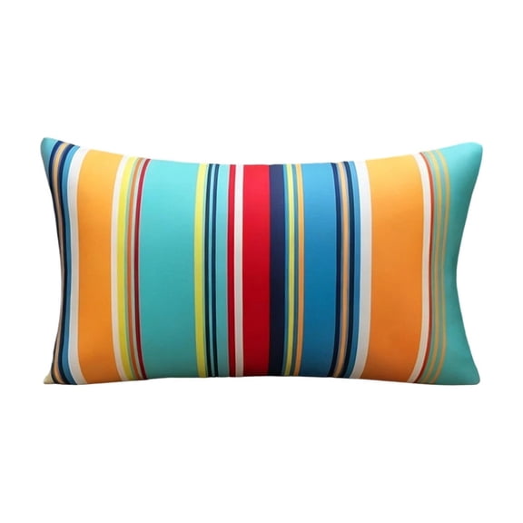 Lumbar Outdoor Waterproof Throw Pillow Cover Set of 1, Rectangle Pillow Cover, Decorative Patio Pillow, for Patio Tent Garden Beach,18.69x11.81 inches, Stripe(A)