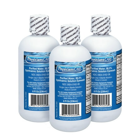 PhysiciansCare Eye Wash Bottle, 8 oz. Screw Cap (3 Count)