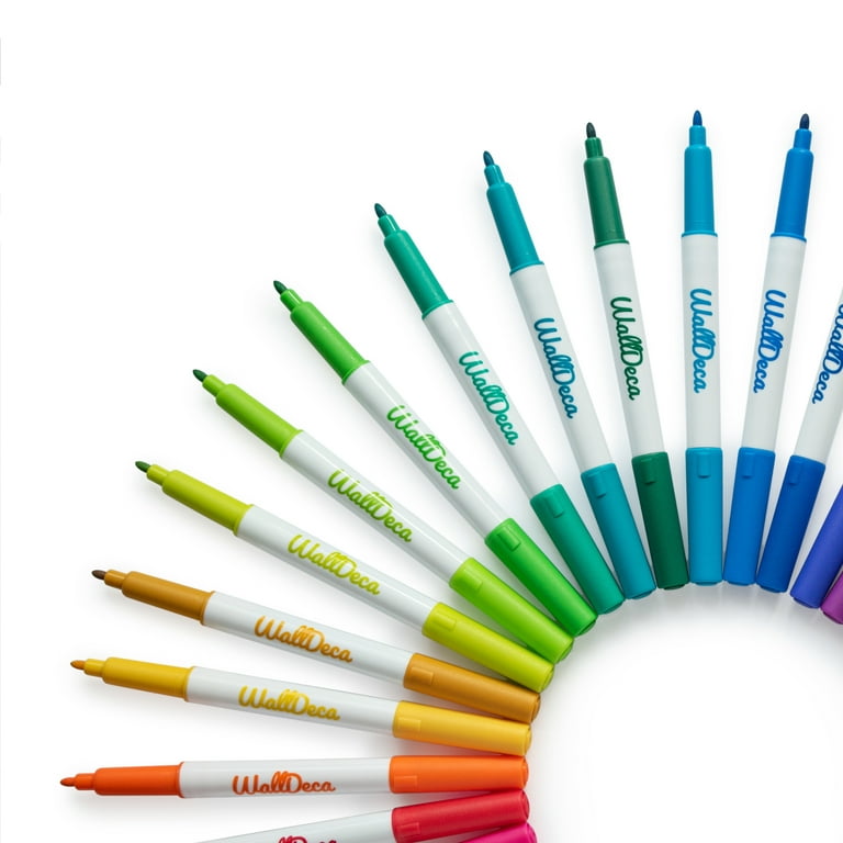 WallDeca Low-Odor Dry Erase Markers, Fine Tip, Assorted 13 Colors