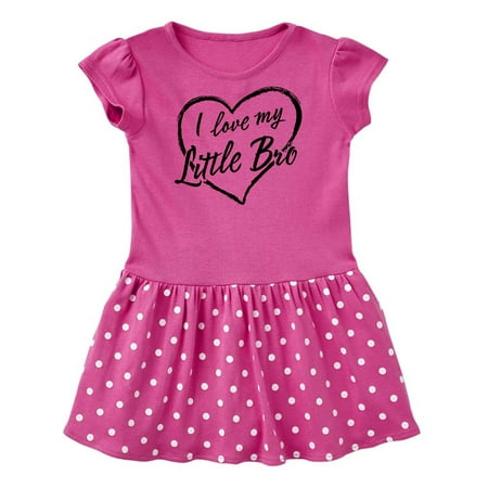 

Inktastic I Love My Little Bro in Black Chalk Heart Gift Baby Girl Dress