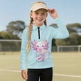 thumbnail image 2 of Psesaysky Girls Axolotl Milk Tea Print Sweatshirts Kids Casual Long Sleeve Trendy Tops Fall Comfy Lightweight Quarter Zip Pullovers Athletic Thermal Coat 6-7 Years, 2 of 6
