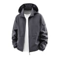 thumbnail image 2 of LYSMORA Mens Hooded Softshell Jacket Cargo Sleeve Pocket Zipper Side Pockets Elastic Cuff Windproof Daily Outdoor Coat, 2 of 7