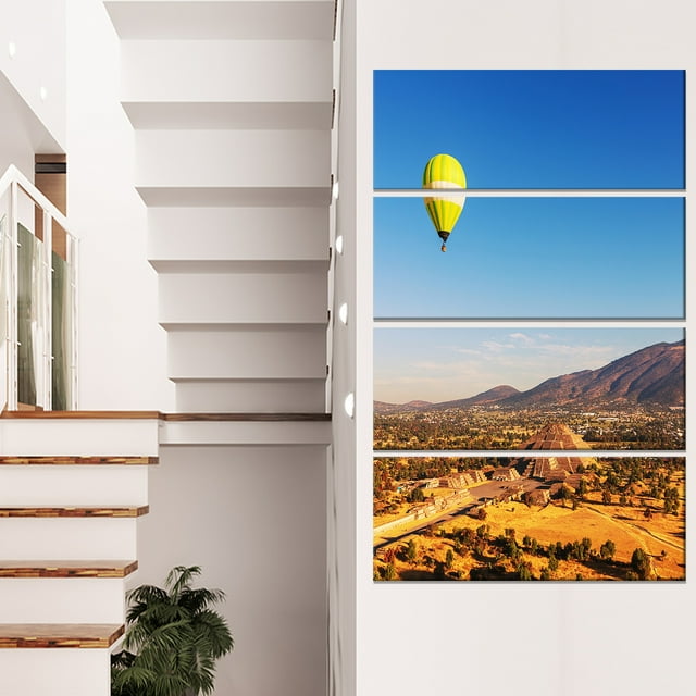 Large Yellow Balloon over Mountains - Oversized Landscape Canvas Art