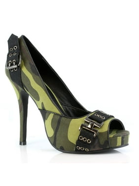 Ellie Shoes E-423-PFC 4 Heel Open Toe Pump 10 / Camo/Blk