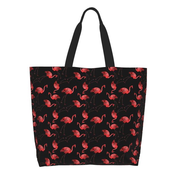 Fotbe Flamingo Bolsa Tote Estética de Lona con Estampado para Mujer - Bolsa Reutilizable de Hombro Casual para Vacaciones, Compras, Trabajo y Gimnasio