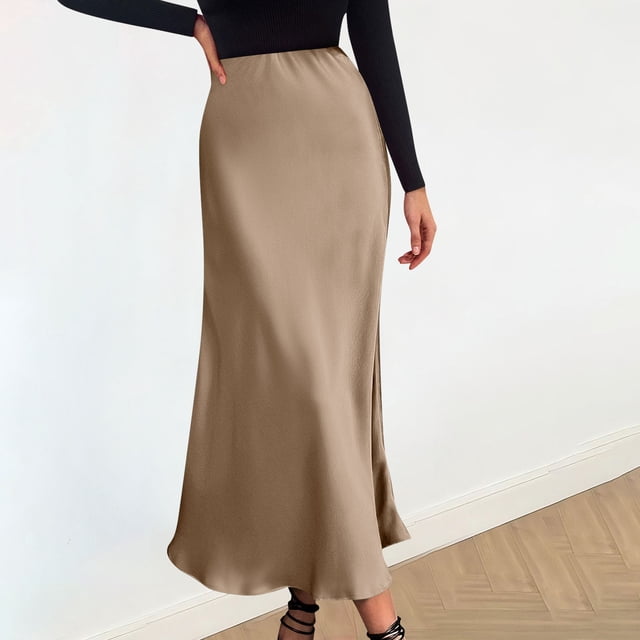 Pisexur Jupe Automne Mode Femmes Décontractée Confortable Couleur Unie Jupe Taille Haute Jupe Femmes