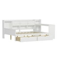 thumbnail image 6 of Harper & Bright Designs Full Size Corner Bed Frame, Daybed with Storage Shelves & Drawers, Wooden L Shaped Beds with Study Desk, White, 6 of 15