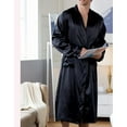 thumbnail image 4 of cllios Mens Pajamas Stain Silk Spa Bathrobe Lightweight Long Sleeve Kimono Robes Confy Knee Length Loungewear Sleepwear, 4 of 5