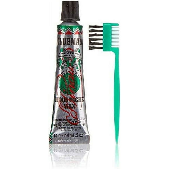 Clubman Moustache Wax Neutral With Brush/Comb 14 g 0.5 oz