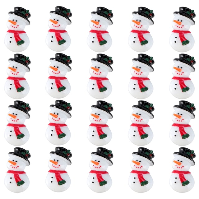 20 Pcs Perles en Résine Bonhomme de Neige Charmes en Résine Tranches Boutons Flatback de Noël