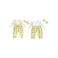 thumbnail image 2 of BemeyourBBs Newborn Baby Girls Bee Outfit Cute Bee Print Ruffle Long Sleeve Romper Fake Two-Piece Jumpsuit with Bowknot Headband Inffant Baby Girl Fall Winter Spring Clothes, 2 of 9