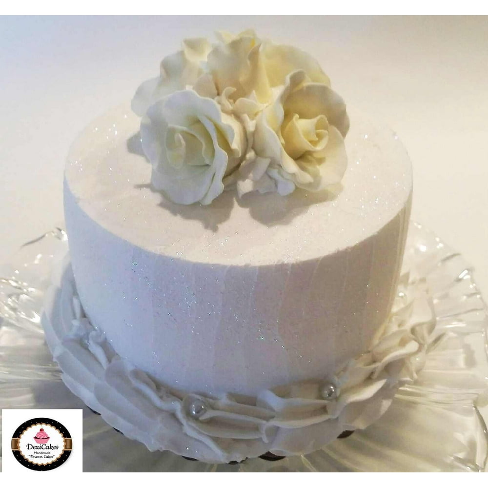 Fake Wedding Cake White Roses Faux Cake Prop White Dezicakes Walmart