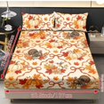 thumbnail image 4 of Glofpot 3 Piece Fitted Sheet Set With 2 Pillowcases For Bedroom Pink Background Pumpkin Bow Acorn Fall Harvest Print, 4 of 8