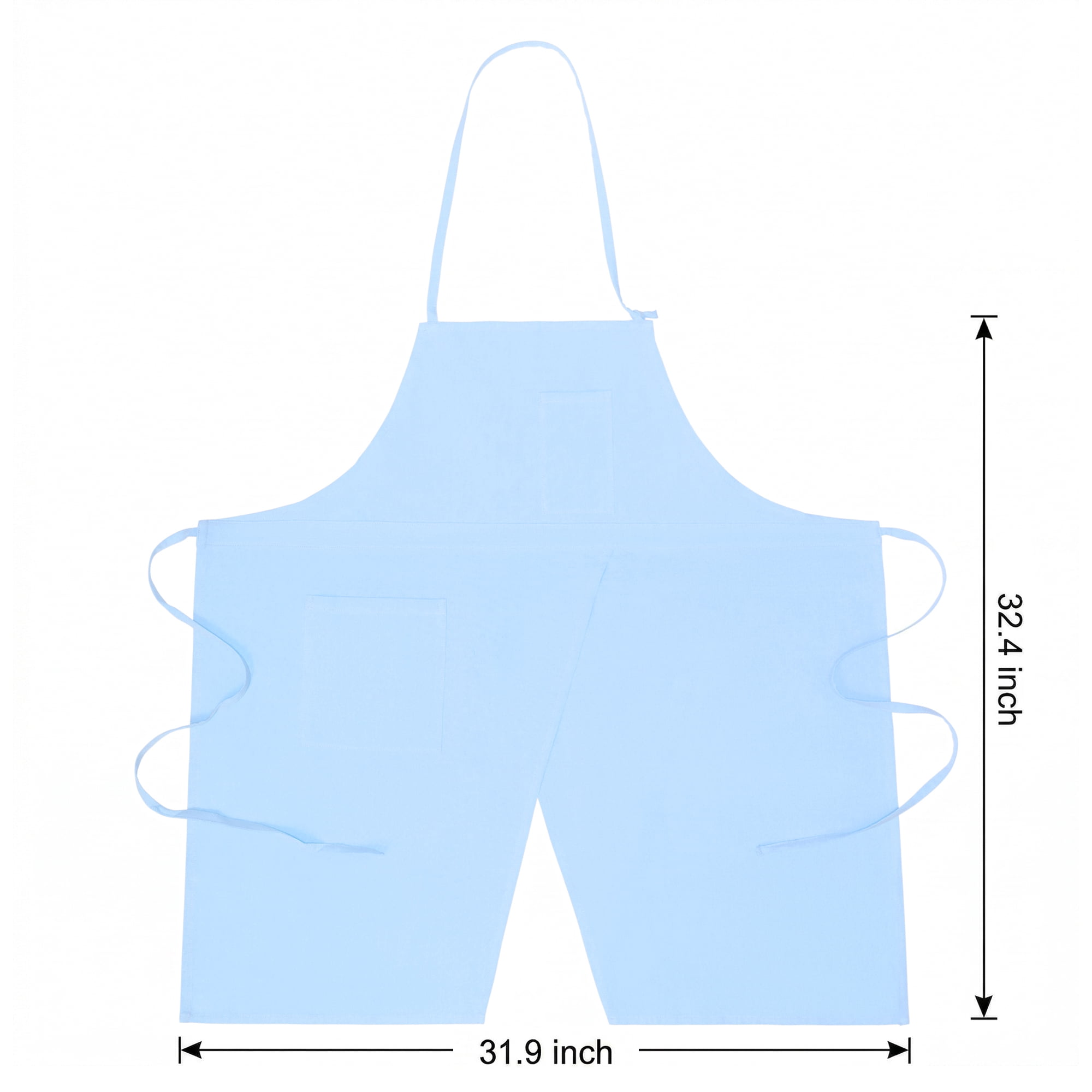 Unique Bargains Farmhouse Durable Cotton Apron with Pockets 32.4x31.9in Azure