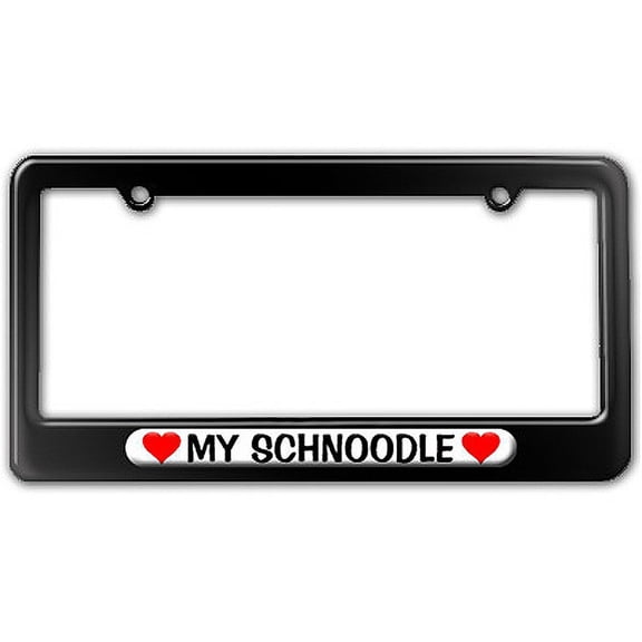 My Schnoodle Love with Hearts License Plate Frame