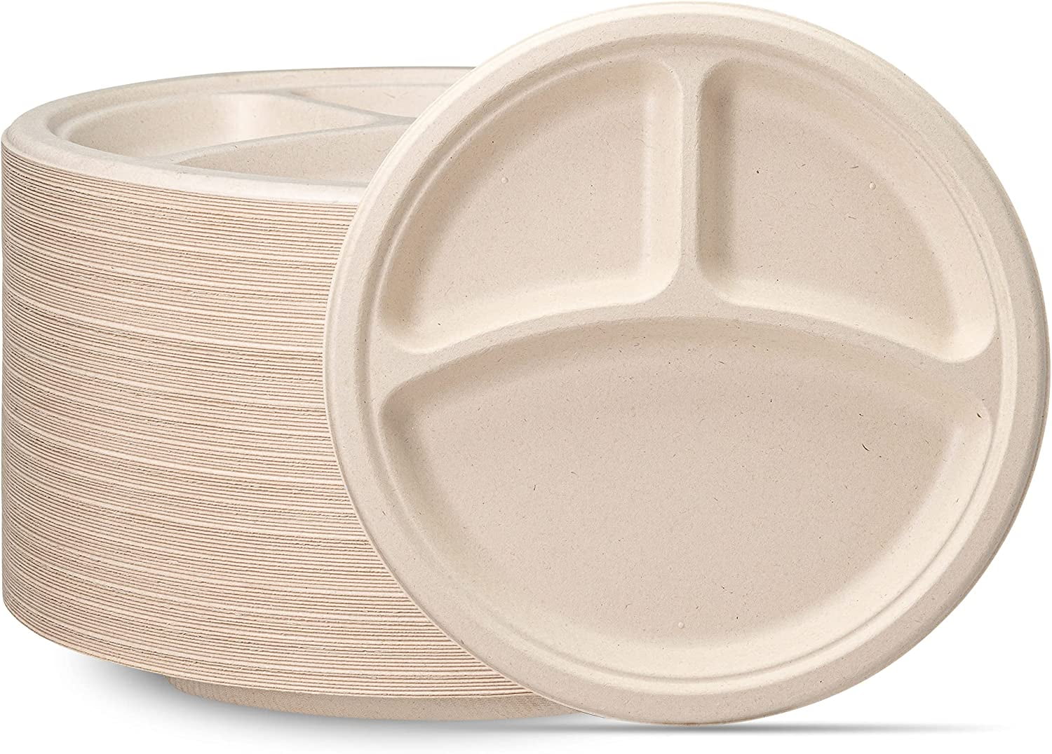 Comfy Package 9 Inch Paper Plates Heavy Duty Compostable Plates, 125