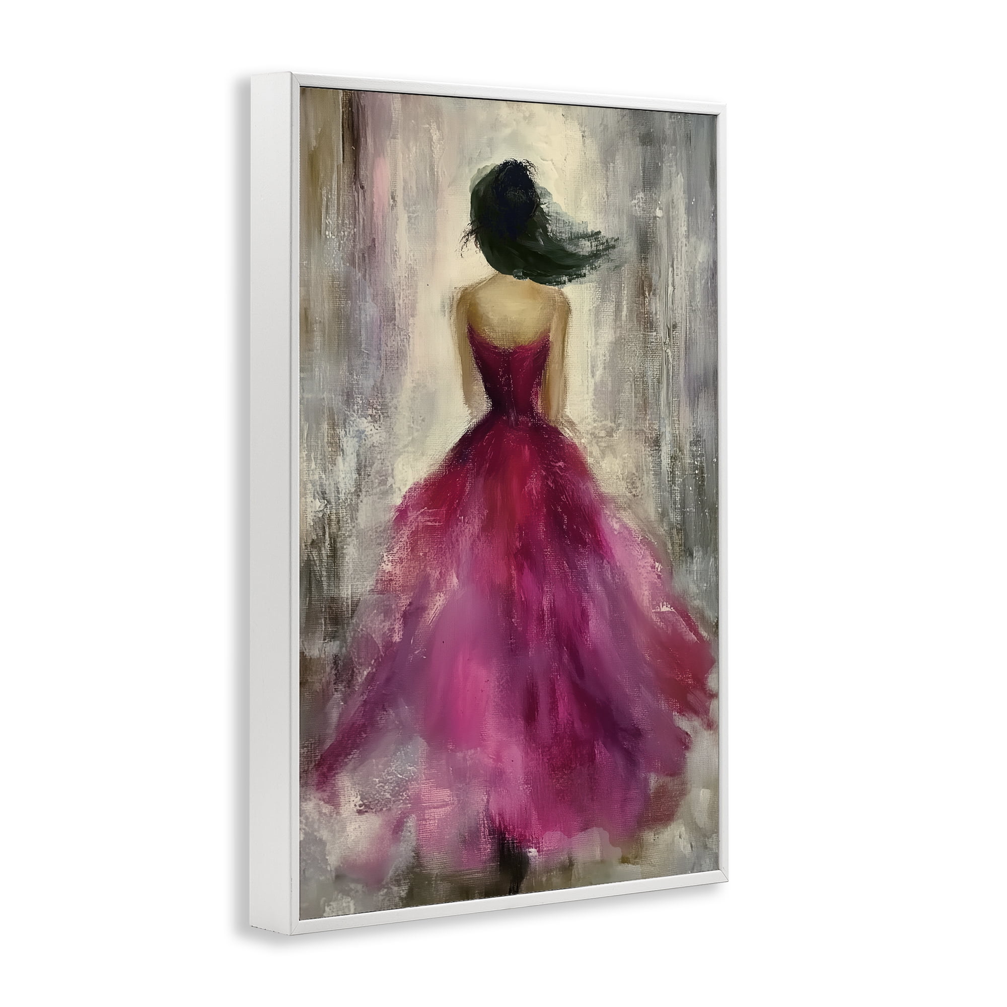 After Midnight Girl in Gown White Framed Giclee Art, design by Annabelle Hall