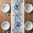 thumbnail image 6 of Ocean Blue Coral Table Runner - 48 Inch Long, Kitchen Dining Table Runner Dresser Scarves, Summer Coastal Starfish Flower Farmhouse Decor for Coffee Tables Wedding Party Banquet, 6 of 8