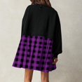thumbnail image 6 of Diufon Womens Fall A-Line Dresses Round Neck Long Sleeve Dress Plaid Printed Mini Dress, 6 of 6