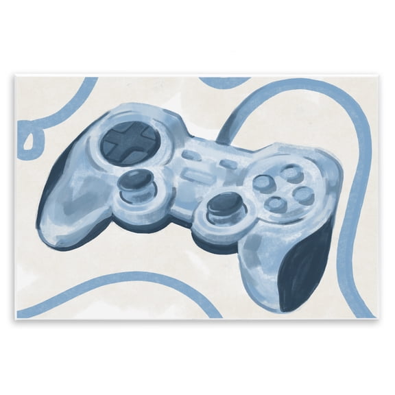 Stupell Industries Eclectic Blue Video Game Controller Soft Vintage Design Wall Plaque Art, 15 x 10, by Lil' Rue
