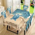 thumbnail image 3 of TSOVTHRID Sea Turtle Beach Starfish Print Table Cover and Chair Slipcovers Set of 5, Removable 55x82 Inch Rectangle Tablecloth with Chair Covers, Water-Resistant Furniture Protectors, 3 of 7