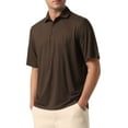thumbnail image 4 of INSPIRE CHIC Mens Summer Casual Short Sleeve Solid Color Texture Knit Polo Shirts XL Dark Brown, 4 of 5
