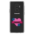 thumbnail image 1 of DistinctInk Clear Shockproof Hybrid Case for Samsung Galaxy S9+ PLUS (6.2" Screen) - TPU Bumper Acrylic Back Tempered Glass Screen Protector - Love Mom - Flower Heart Banner, 1 of 5