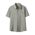 thumbnail image 2 of pstuiky camisetas de hombre, Camisa informal de manga corta con solapa y botones de color liso para hombre camisas casuales para hombre m, 2 of 9