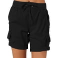 thumbnail image 3 of Pantalones cortos Cargo para mujer, pantalones cortos de secado rápido con múltiples bolsillos para verano, senderismo, viajes, Golf, pesca, pantalones cortos elásticos tácticos ligeros para mujer, 3 of 5