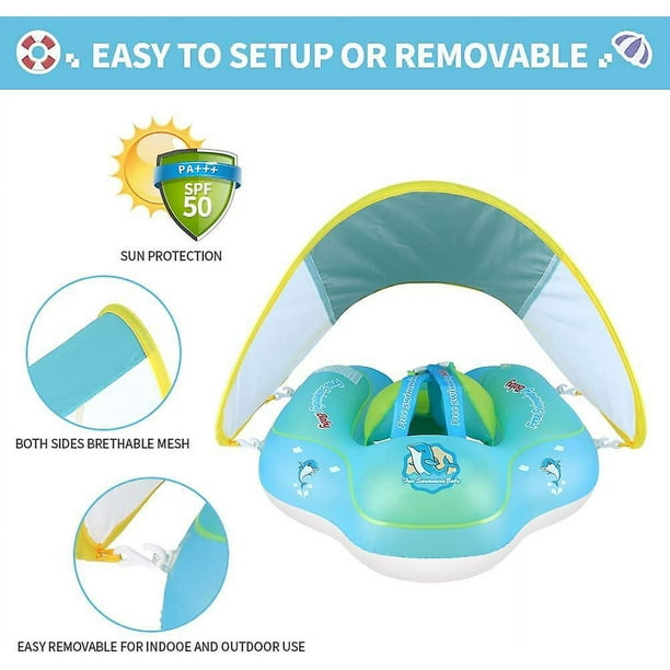 SWPEED Flotador De Natación Para Bebés Sirena Rosa – Anillo Inflable Para Aprender A Nadar Y Pataleo – Niños De 3 A 72 Meses (13-40 Lbs)