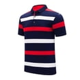 thumbnail image 2 of ZUKMRJPC Men's Striped Golf Shirts Classic 3 Buttons Collar Casual Summer Basic Tops Regular Fit Soft Comfortable Business Work Tops, 2 of 3