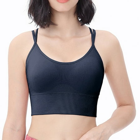

Ruziyoog Cotton Underwear Ladies Sports Bras Shockproof Large Size No Steel Rings Bra Woman Yoga Fitness Summer Clearance Blue L