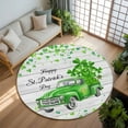 thumbnail image 2 of St. Patrick's Day Washable Area Rug&nbsp;5 ft Watercolor Green Truck Lucky Shamrocks Plant Hat Wood Grain Soft Round&nbsp;Rugs for Living Room, Non Slip Carpet for Bedroom&nbsp;Entryway Dining Room, 2 of 9